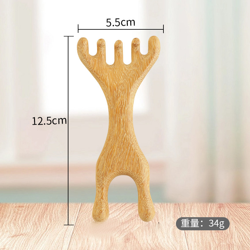 鹿角マッサージ櫛小釘熊手檀木掻頭皮マッサージ櫛五爪頭部経絡櫛静電気防止女子専用|undefined