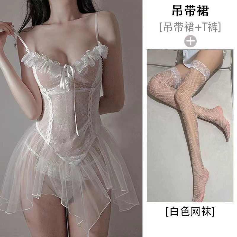 Sex feelings Fun underwear lace sleeping skirt opening gear free flirtatious Perplel pajamas maid seduce passion to tease skirt