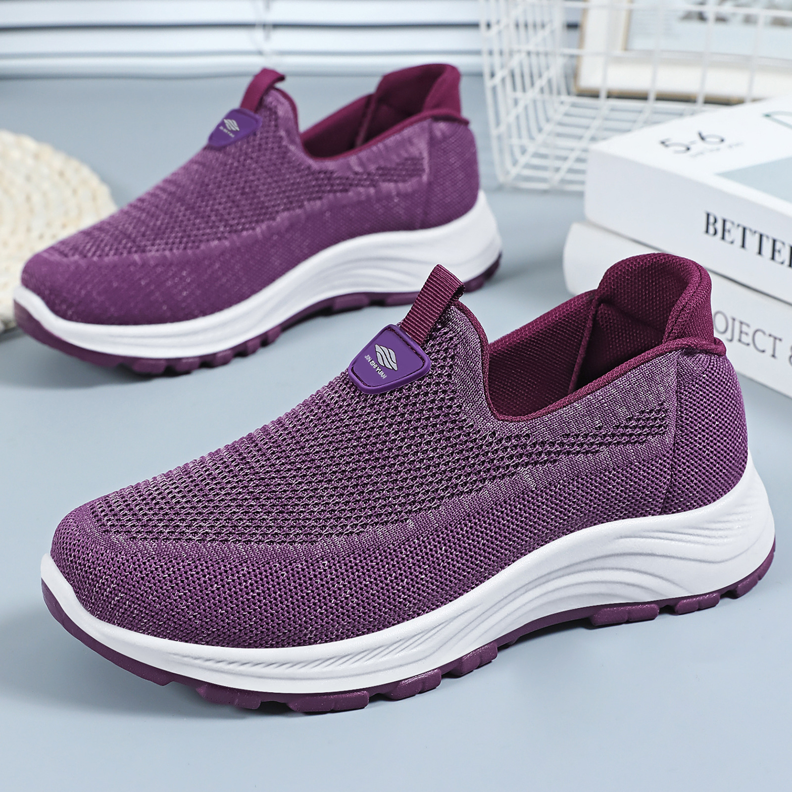 Zapatos de mujer zapatos de poliuretano zapatos casuales cómodos zapatos de caminata ligeros transpirables zapatos de tela de vuelo zapatos casuales con suela suave