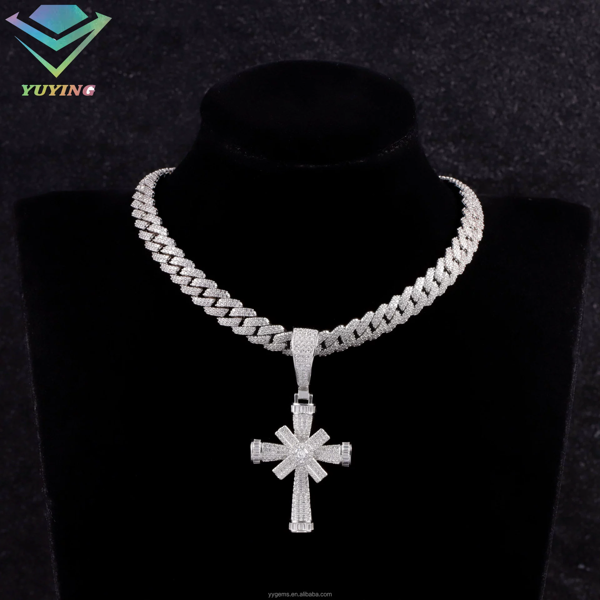 Нишевый крестик-кулон из серебра S925 с инкрустацией из муассанита, европейский и американский модный стильный вращающийся кулон-подвеска