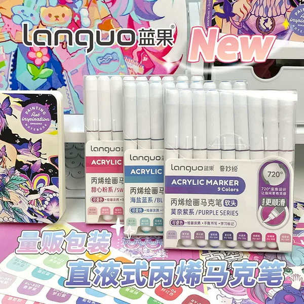 Blue Fruit Straight Liquid Soft-Head Acrylic Marker Pen for Art Painting, Opaque and Stackable Color Marker Pen Acrylic