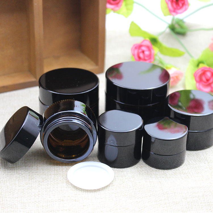 5g10g15g20g30g50g茶色玻璃膏霜瓶面霜眼霜分装空瓶黑铝盖包装瓶