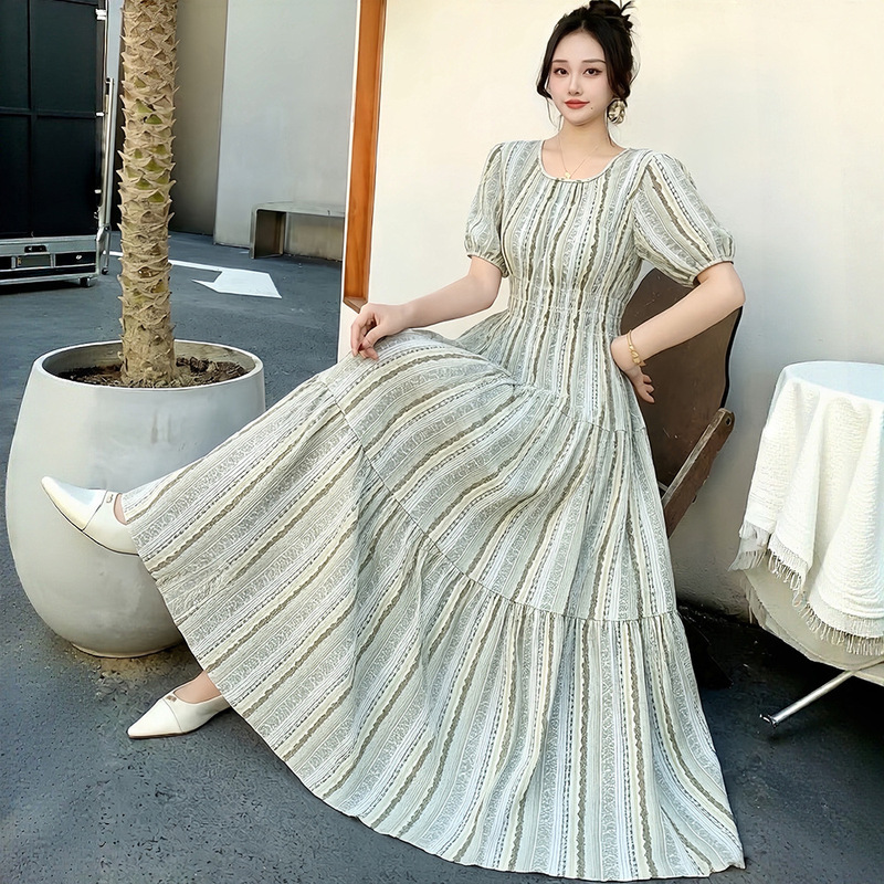People's Cotton Silk French Retro dress Summer Short-sleeved Floral Large Swing Dress Bohemian Idyllic Beach Dress People's Cotton Silk French Retro dress Summer Short-sleeved Floral Large Swing Dress Bohemian Idyllic Beach Dress