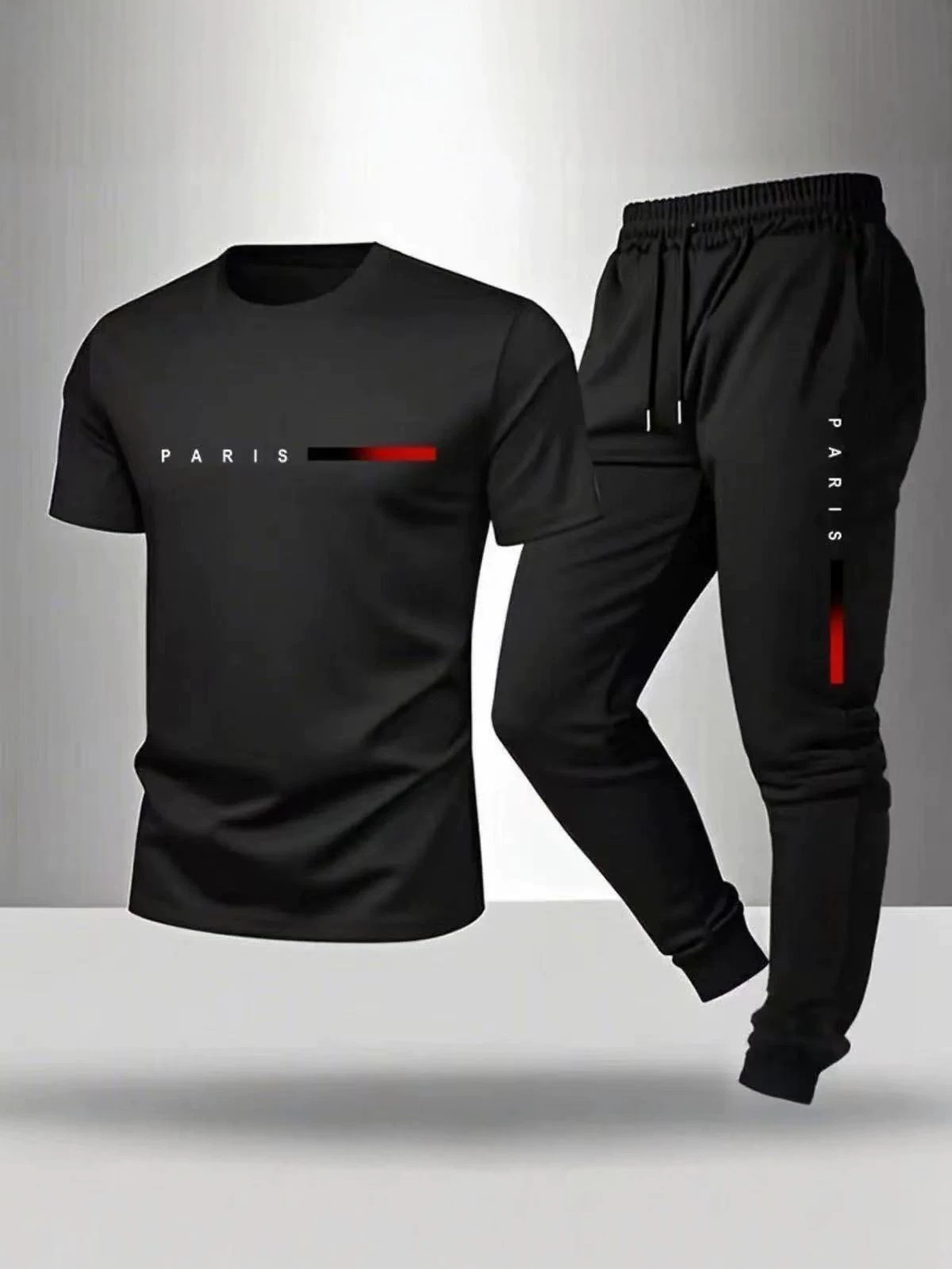 Sports suit, men's summer set, body-friendly trousers with a round collar for training for gym, direct factory sales, for running 3