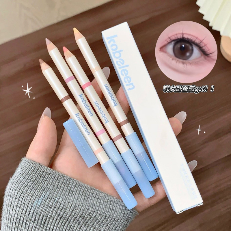 kobeleen colorido vivo doble cabeza pluma multipropósito seda reclinada brillante sombras resaltado esbozo labial lápiz labial