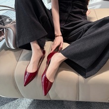 羊漆皮 2.5cm内增高单鞋2025春夏季真皮工作鞋低跟女鞋平底鞋OL