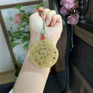 Jinyutang Xinjiang Hetian Jade Qemuo Material Sugar Jade Antique Dragon Delicate and Moist Sugar Color Beauty Finely Carved and Refined Craftsmanship