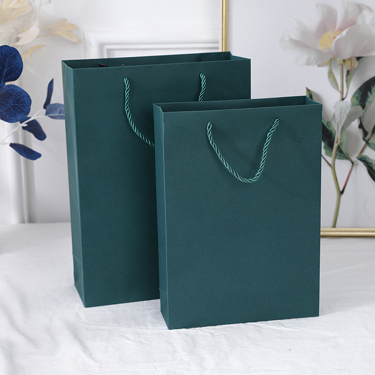 现货纸袋礼品袋服装袋子竖版袋手提袋购物袋藏青墨绿色礼袋子