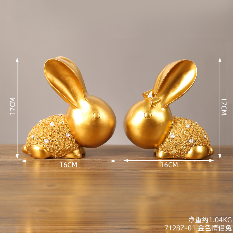 Nordic Light Luxury Cute Rabbit Resin Ornaments Simple Couple Rabbit Creative Desktop Entrance Decorations