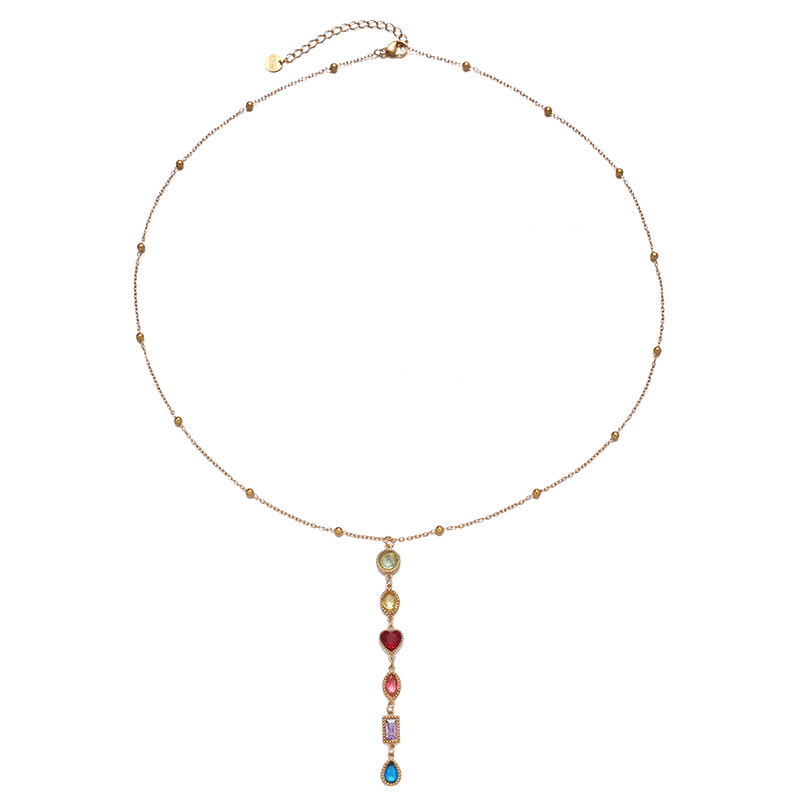 TENA Europa y los Estados Unidos transfronterizos cadena de esferas de oro de moda color zircon collar en forma de Y lujo ligero de alta calidad joyería de mujer