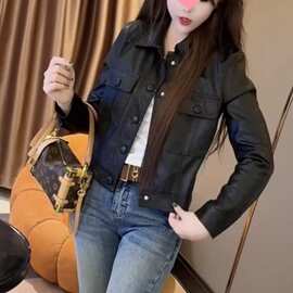黑色皮衣外套女短款春新款时尚感温柔休闲风时尚小个子