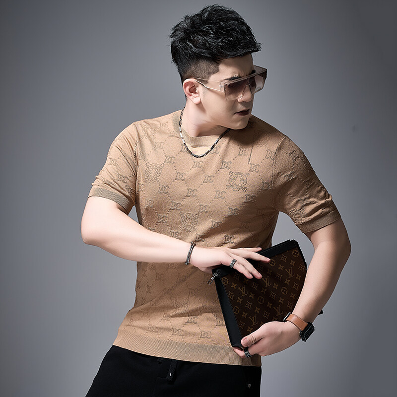 Quality summer silk knitted fashionable short sleeve T-shirt with a…