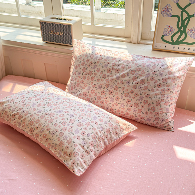 Small fresh cotton pillowcase a pair of household single pillowcase 48x 74 Nantong home textile cotton pillow case wholesale