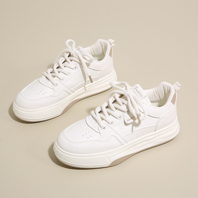 2025 primavera zapatos blancos nuevos ins coreanos para niñas zapatos de skateboard de altura gruesa zapatos casuales para mujeres H6518