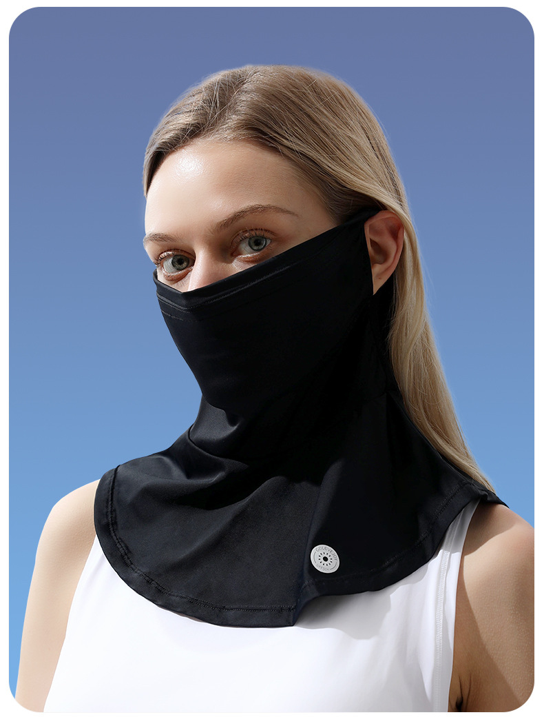 Ice Silk Sunscreen Mask for Women's Summer Outdoor Cycling Sunshade, UV Protection, Breathable Neck Protection Headband_voghion.com