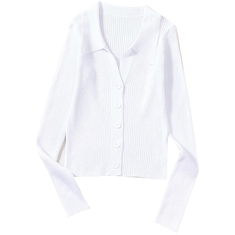 襟をひっくり返して身を修めるのはやせているコートの坑条を現してセクシーなvネックの長袖のpolo襟のメリヤスのカーディガンのセーターの女性の卸売りを掛けます。