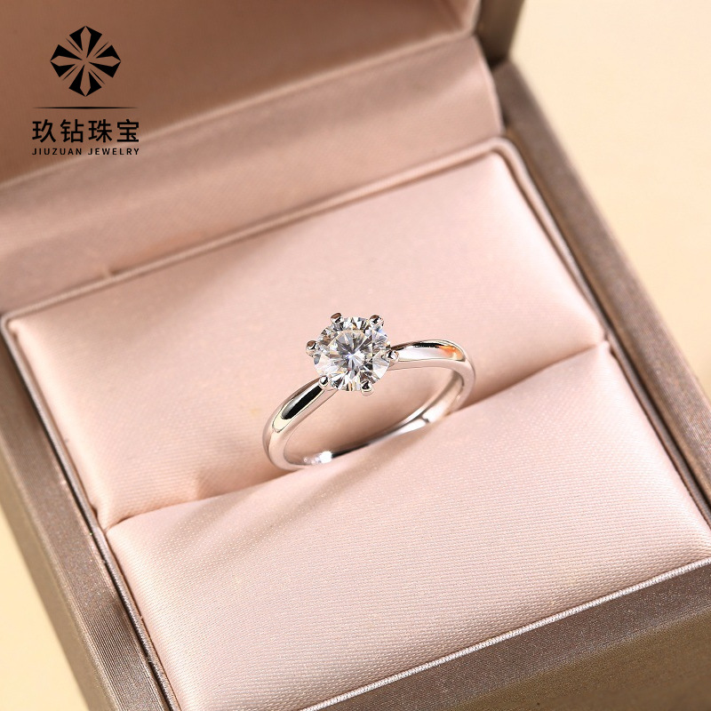 ring women‘s 925 silver simple opening ring six-claw ring live broadcast hot sale fashion moissanite ring in stock wholesale