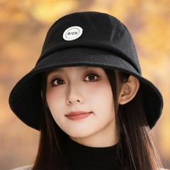 渔夫帽女秋冬时尚潮流贴布字母小盆帽户外运动休闲出游保暖水桶帽