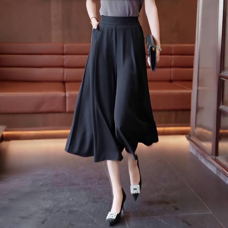 Ice Silk Wide-Leg Pants Women's Summer New Thin Mom's Pants Skirt Pants High Waist Casual Straight Outer Wear plus size Capri Pants Ice Silk Wide-Leg Pants Women's Summer New Thin Mom's Pants Skirt Pants High Waist Casual Straight Outer Wear plus size Capri Pants