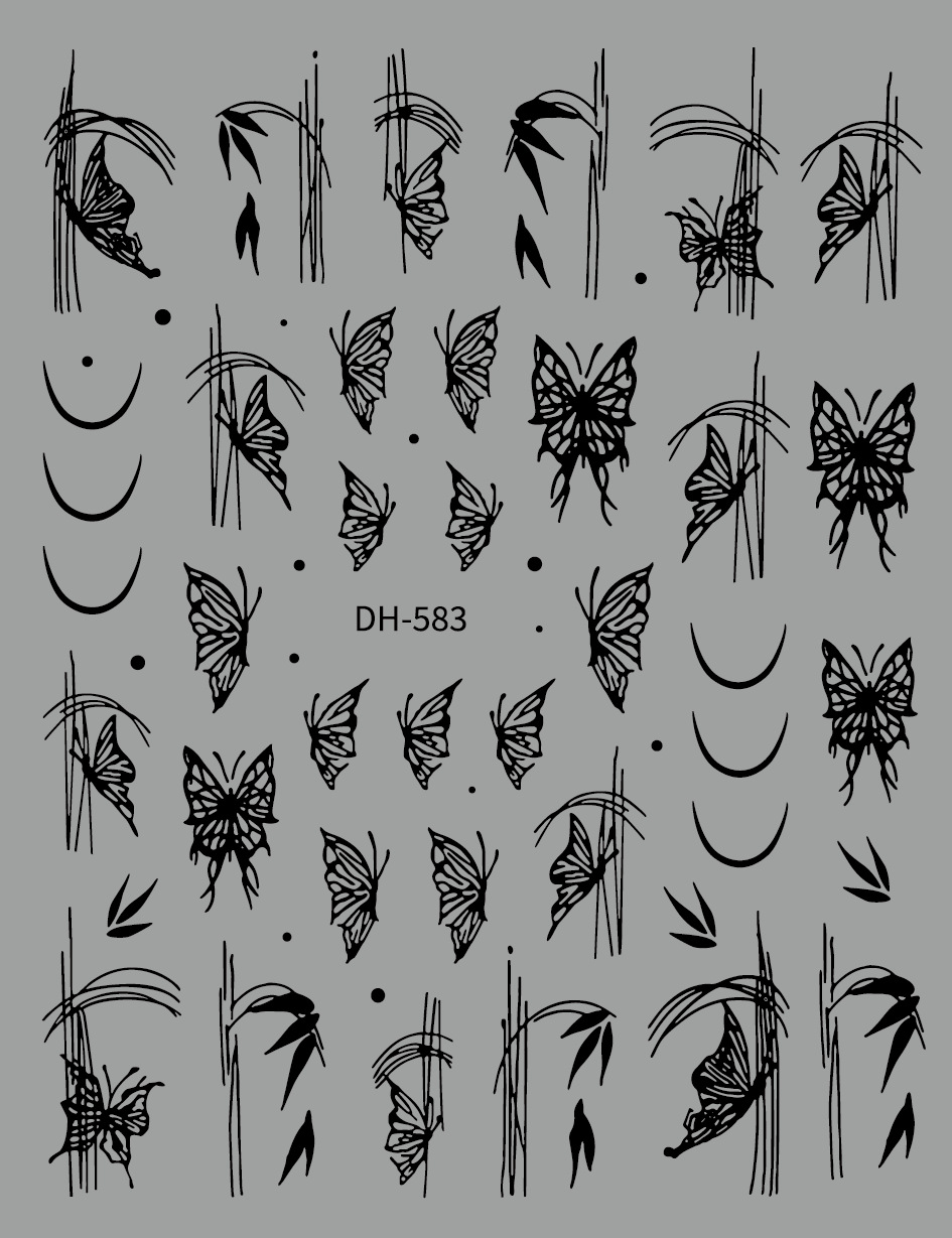 Pegatinas de uñas populares elegantes pétalos blancos semitransparentes mariposa fragmentos de vidrio de Aurora de colores con pegatinas adhesivas para uñas