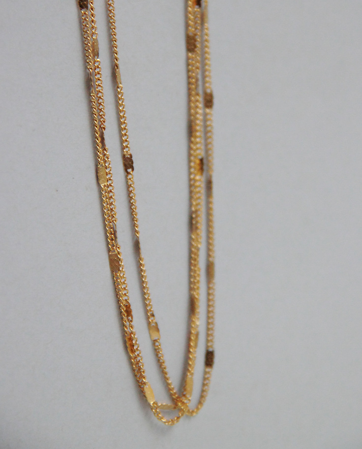 Funkelnde Halskette Drei Schichten Mode-titan-stahl Überzogene 18k Gold-halskette display picture 4
