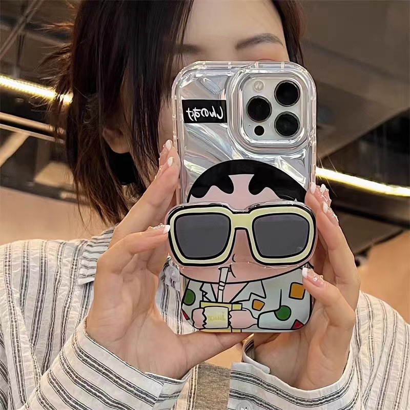 アニメクリエイティブサングラスアニメアップル16小新携帯ケース全カバーiphone12KT猫スタンド保護カバー|undefined