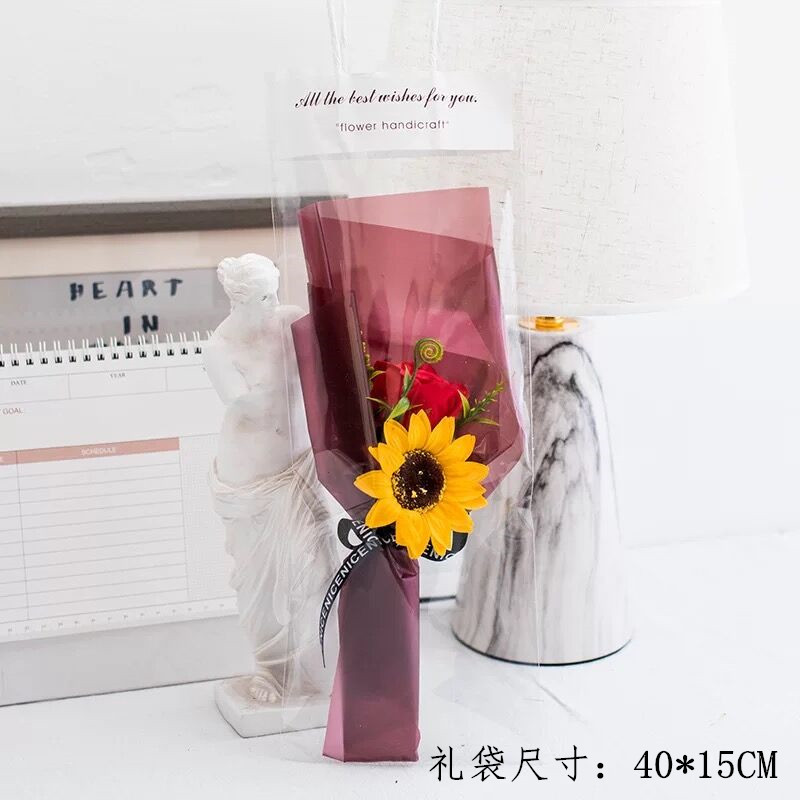 Regalos del día del maestro, flores de girasol, flores de jabón, regalos de vacaciones para maestros y maestros con tarjetas de felicitación al por mayor