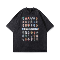 TKPA European and American street niche trendy printed old short-sleeved T-shirts for men and women vintage retro half-sleeved T-shirts trendy