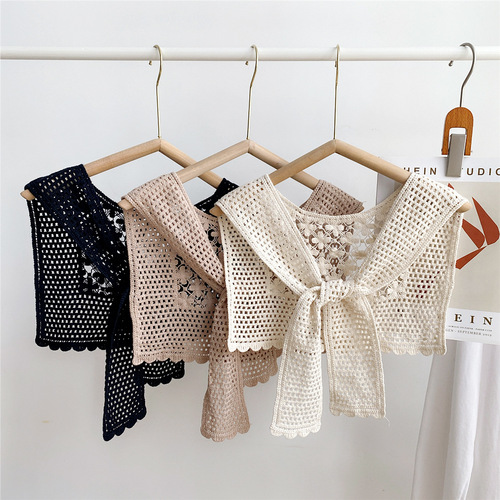 New knitted hollow crochet lace outer shawl summer fake collar versatile shoulder collar lace spring and autumn