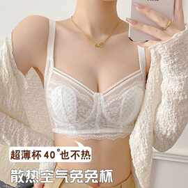 内衣女夏季超薄款大胸显小全罩杯收副乳防下垂性感蕾丝夏天文胸罩