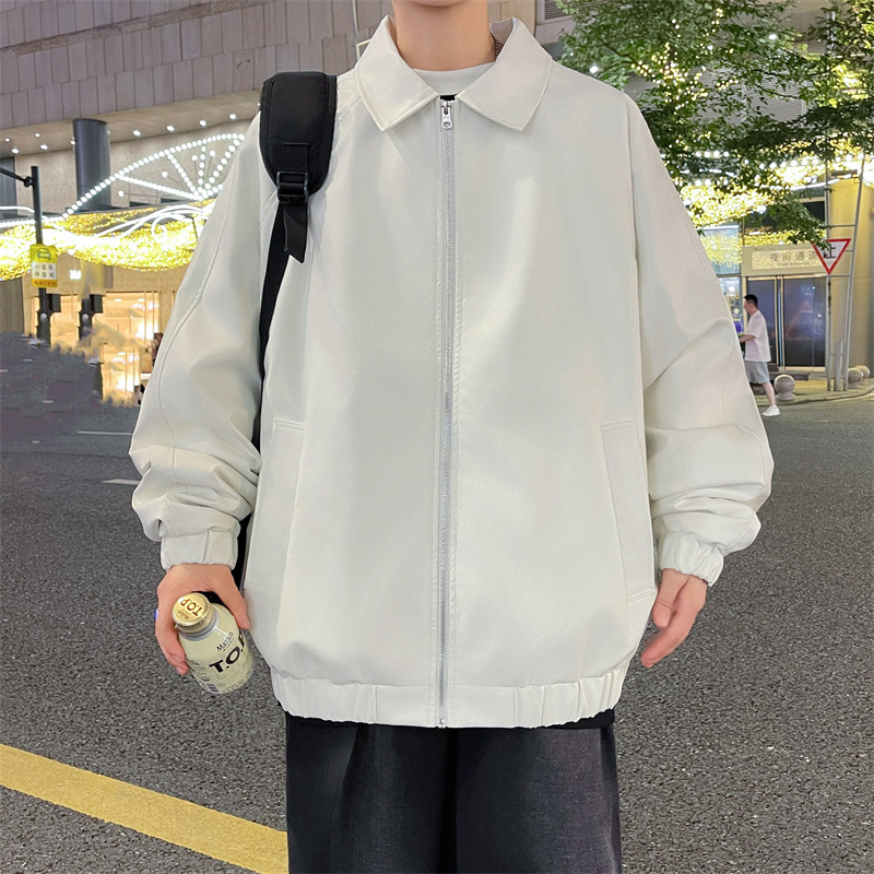 Retro solid color polyurethane jacket