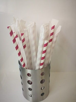 Desechable engrosada bolsa de papel de 4 capas de gran diámetro en Punta boca papel paja tubo recto bebida leche té paja 12MM