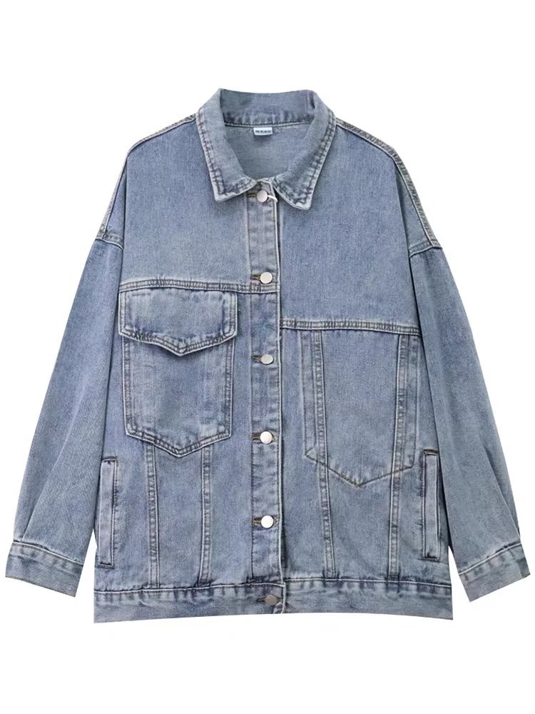 Veste en jean unisexe, modèle tendance et haut de gamme, coupe ample._voghion.com