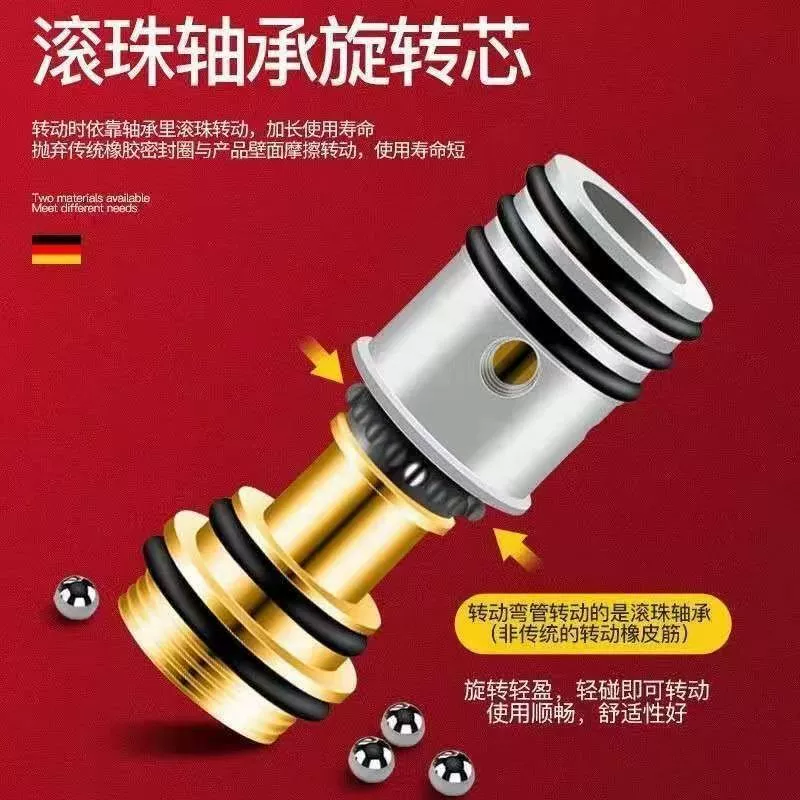 Stainless steel kitchen hot and cold faucet vertical large curved household sink bearing ball rotatable faucet