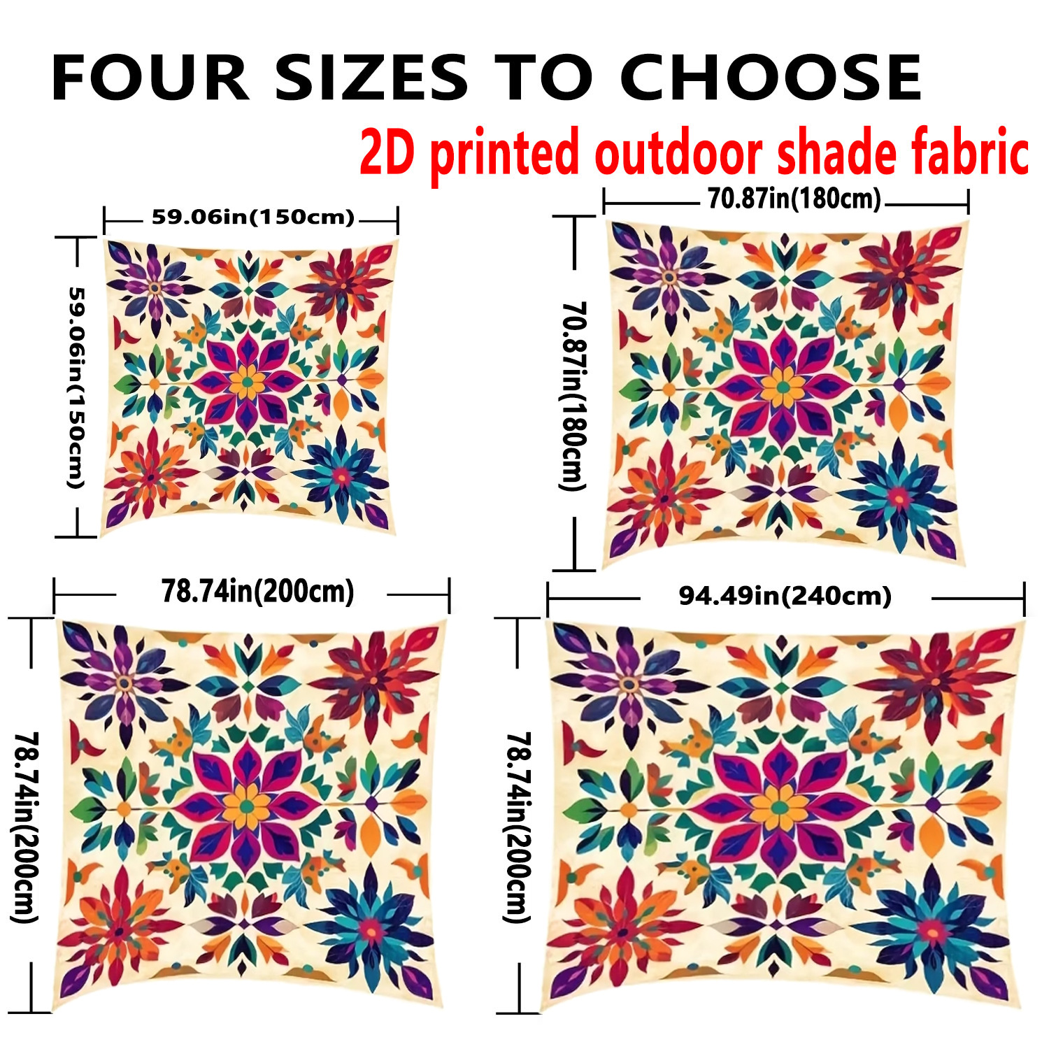 Cross-Border Jit Bohemian Mandala Floral Gradient Color Outdoor Sunshade Curtain Sunshade Cloth Canopy Factory Direct Sale