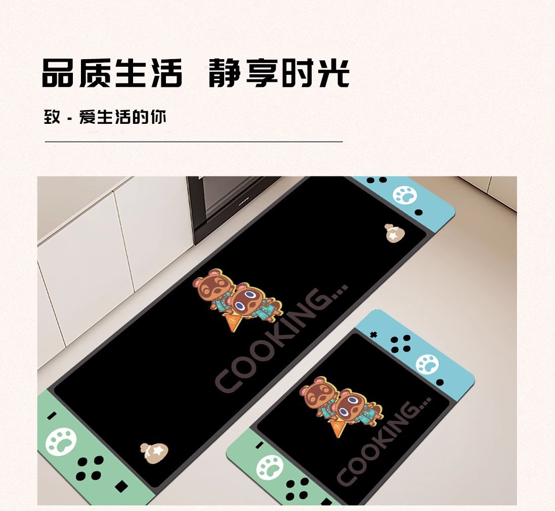 Cross-Border Cartoon Game Console Diatomaceous Earth Kitchen Water-Absorbing and Oil-Absorbing Non-Slip Mats, Dirt-Resistant and Wear-Resistant Floor Mats, Wholesale in Stock