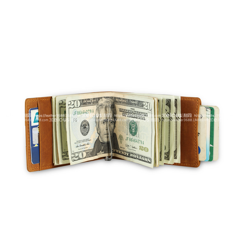 定制男士真皮錢包頭層牛皮rfid錢包短款美金夾卡包