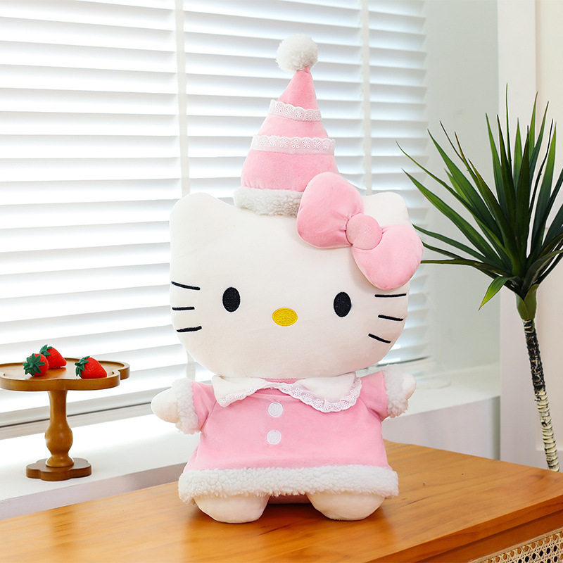 Kitty猫誕生日金人形誕生日帽子ケイティ猫人形kt猫ぬいぐるみ子供ガールフレンド玩具プレゼント|undefined