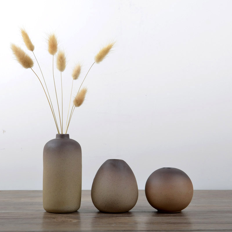 Jingya Ceramic Retro Vase Creative Small Flower Insert Home Office Desk Ornament Decor Hydroponic Flower