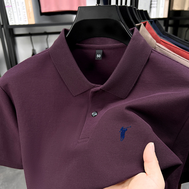 Polo Shirt Short-Sleeved Men's Paul Short-Sleeved T-Shirt Men's 100% Cotton Summer New Embroidered Horse Logo Polpolo Shirt Men
