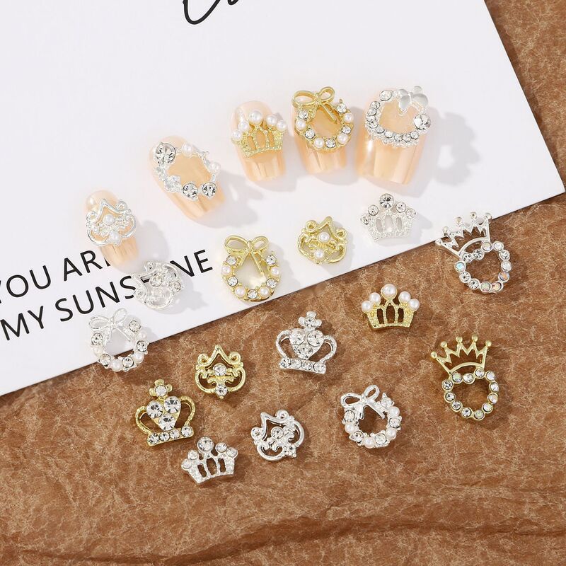 Internet Hot Diamond-encrusted Pearl Alloy Nail Art Jewelry Light Luxury Bow Flower Haina Sticker Super Flash Nail Art Accessories