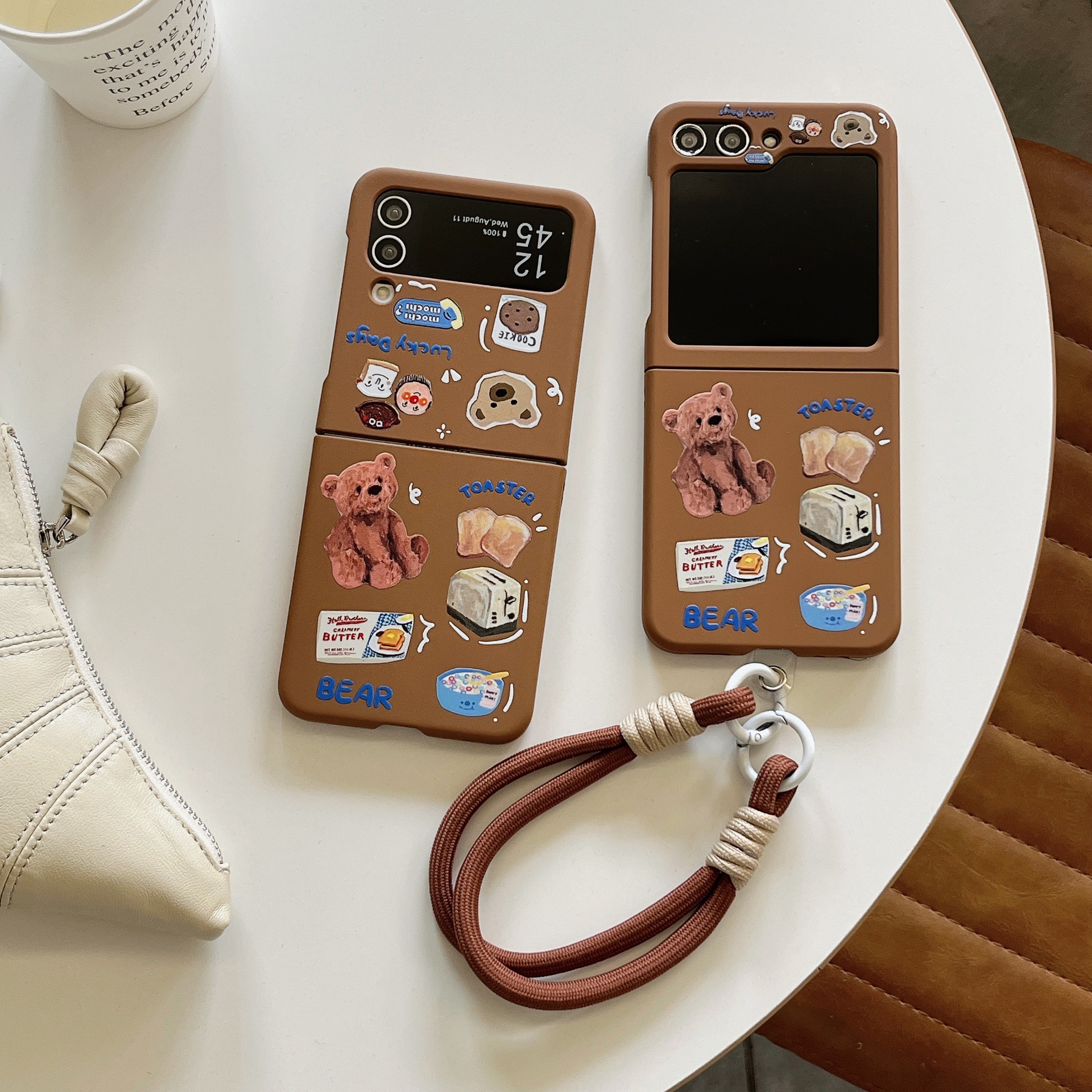 Japanese and Korean doll bear for Samsung zflip5 folding screen phone case GalaxyZFLIP3/4 protective case_voghion.com