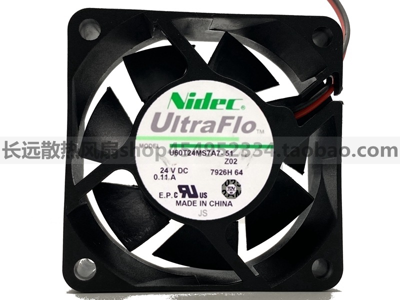原装日本NIDEC U60T24MS7A7-51 6025 6CM 24V 0.11A 静音变频风扇
