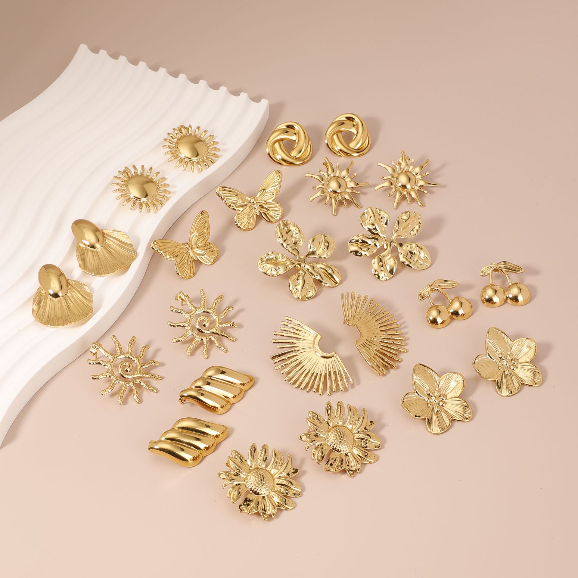 跨境不锈钢耳环不规则耳环女式高级感轻奢耳饰多款式耳环耳钉批发