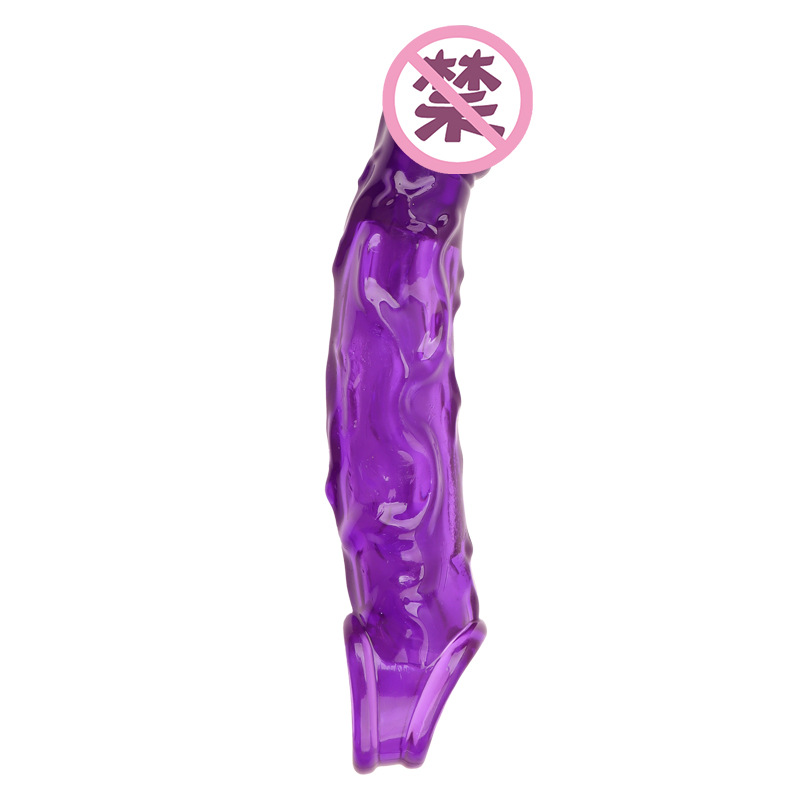 Textured TPE Penis Sleeve with Spikes, Curved Realistic Extender for Ejaculation Control — detail image 4