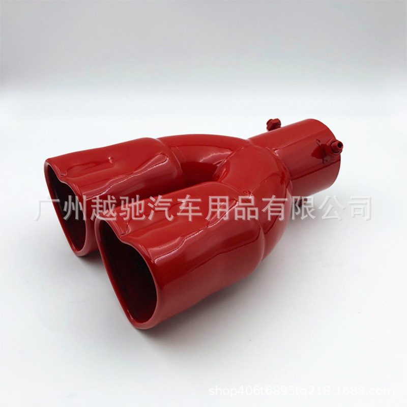 Garganta trasera de doble fila en forma de corazón de automóvil, garganta trasera de automóvil de color, tubo de escape azul tostado de amor de acero inoxidable, silenciador