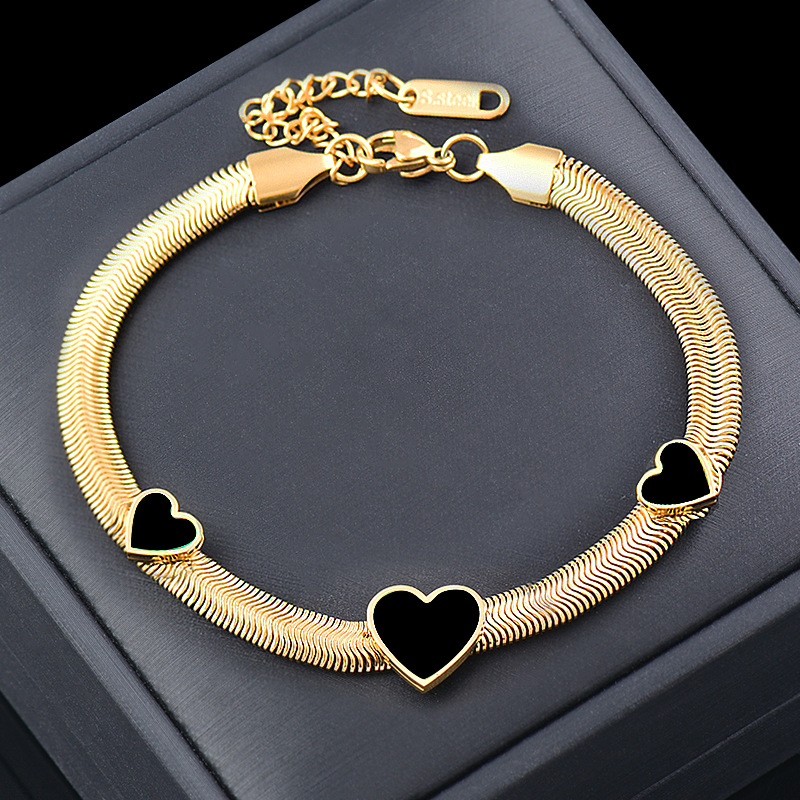 Fashion Heart Shape Stainless Steel Inlay Acrylic Bracelets 1 Piece