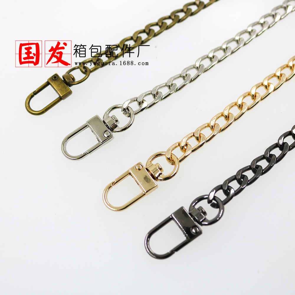 110CM botón de puerta de cadena plana 60CM 120CM bronce plata pistola negro oro ligero cadena de bolsa