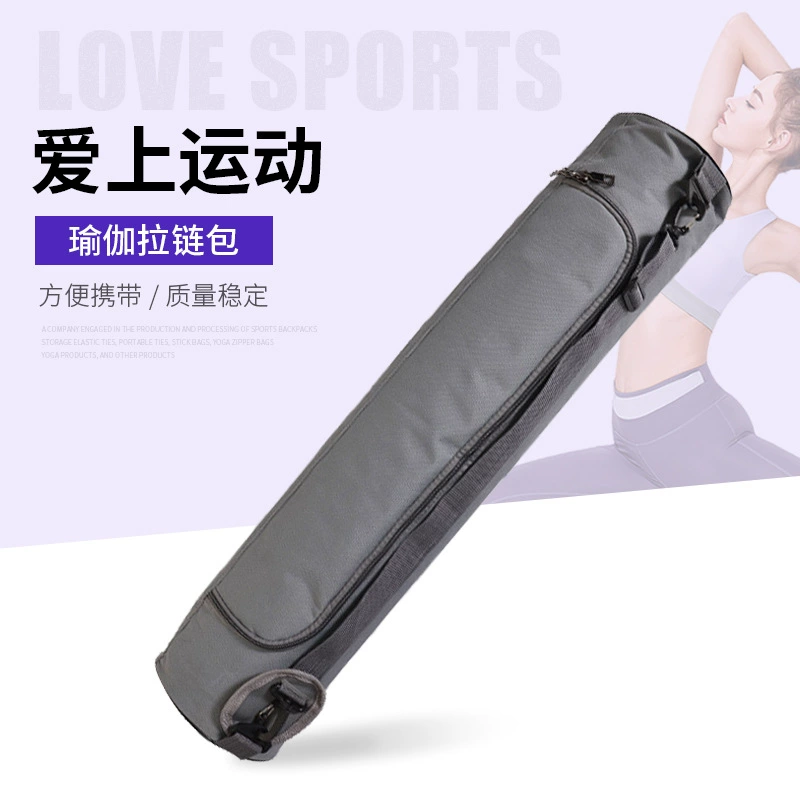 Йога коврик молния Сумка серая Йога сумка для хранения плеча холст цилиндр молния рюкзак печати логотип