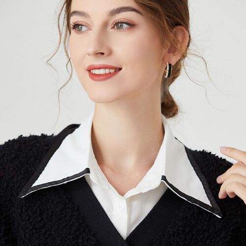 Women's Fashionable Pointed Collar for Autumn/Winter, Versatile and Stylish, Tartan Collar for Women, Long-Sleeved Shirt Collar for Spring/Summer